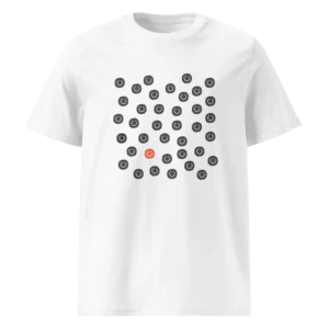 Happy-smiles-red-dot-unisex-organic-cotton-t-shirt-white-front-687c0aec279a1