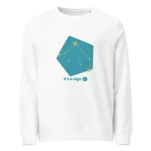 It's-a-sign,-aries-unisex-organic-sweatshirt-white-front-689900678d465