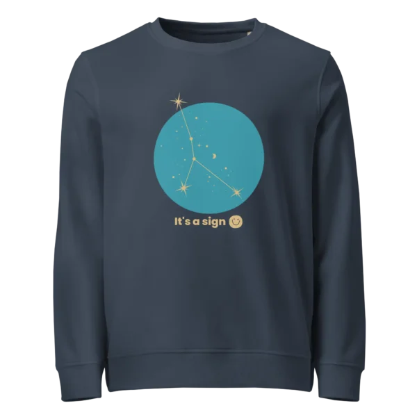 It's-a-sign,-cancer-unisex-organic-sweatshirt-french-navy-front-687b6cabd2035