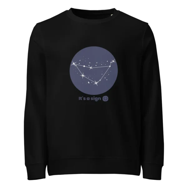 It's-a-sign,-capricorn-unisex-organic-sweatshirt-black-front-687b74d044c1f