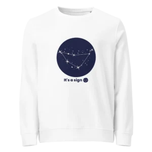 It's-a-sign,-capricorn-unisex-organic-sweatshirt-white-front-687b74d046acd