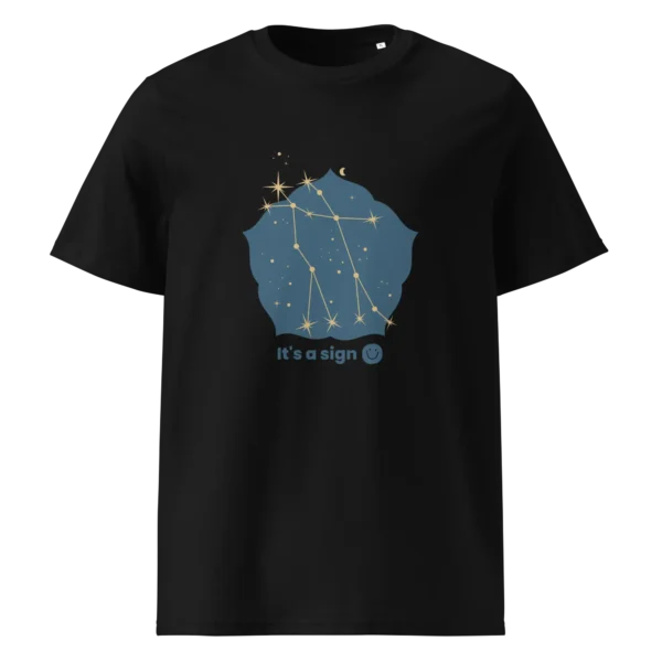 It's-a-sign,-gemini-unisex-organic-cotton-t-shirt-black-front-6899012532188