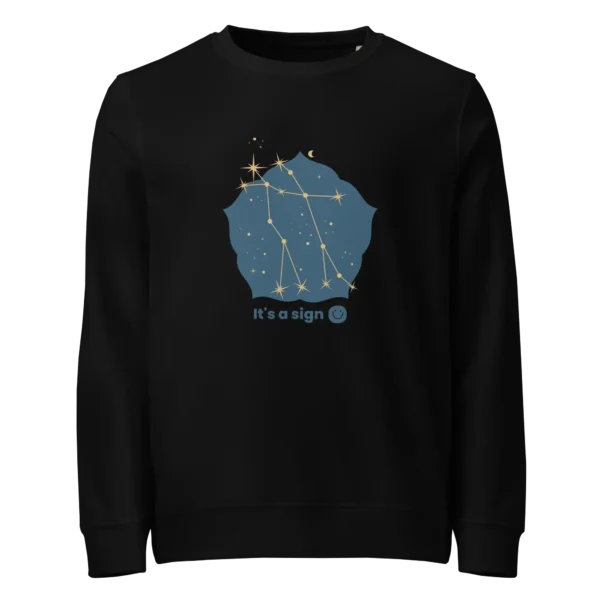 It's-a-sign,-gemini-unisex-organic-sweatshirt-black-front-68990190aef00