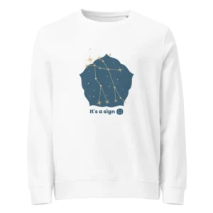 It's-a-sign,-gemini-unisex-organic-sweatshirt-white-front-68990190af766