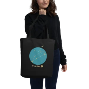 It's-a-sign,-leo-eco-tote-bag-black-front-68990015b30a8