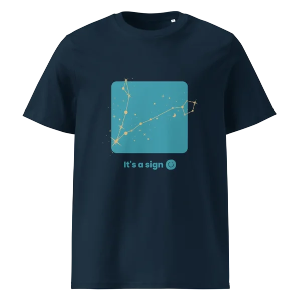 It's-a-sign,-pisces-unisex-organic-cotton-t-shirt-french-navy-front-689b8153ad194