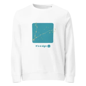 It's-a-sign,-pisces-unisex-organic-sweatshirt-white-front-6898fec7dbcfb