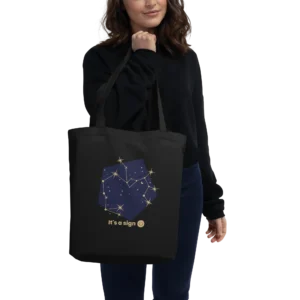It's-a-sign,-sagittarius-eco-tote-bag-black-front-6898fddf044c6