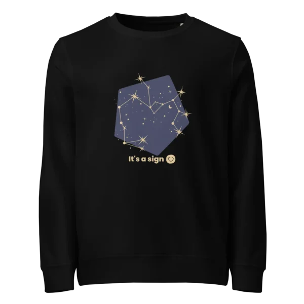 It's-a-sign,-sagittarius-unisex-organic-sweatshirt-black-front-6898fe097c8c4