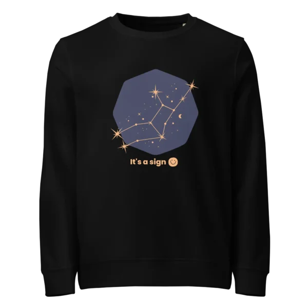 It's-a-sign,-virgo-unisex-organic-sweatshirt-black-front-687eab42afc1f