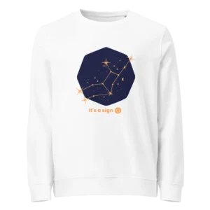 It's-a-sign,-virgo-unisex-organic-sweatshirt-white-front-687eab42b0446