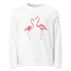 free-as-a-bird-flamingos-unisex-organic-sweatshirt-white-front-6876d0fa30458