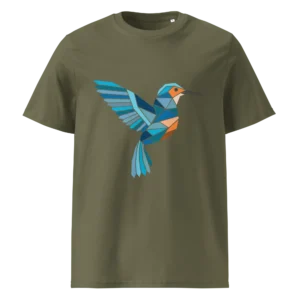 free-as-a-bird-kingfisher-unisex-organic-cotton-t-shirt-khaki-front-687810ce83c9a