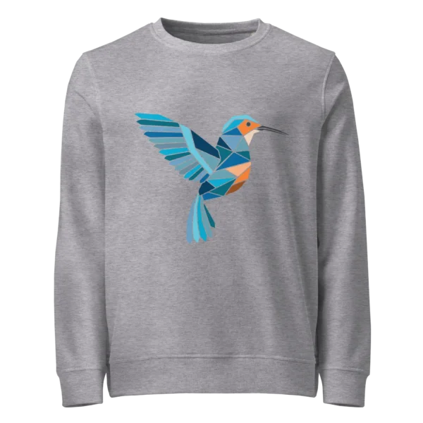 free-as-a-bird-kingfisher-unisex-organic-sweatshirt-grey-melange-front-687810606fb51