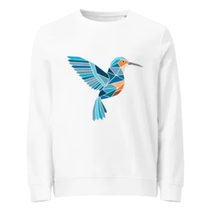 free-as-a-bird-kingfisher-unisex-organic-sweatshirt-white-front-6878106070e55