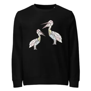 free-as-a-bird-pelicans-unisex-organic-sweatshirt-black-front-687aa776dab60