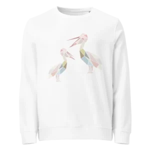 free-as-a-bird-pelicans-unisex-organic-sweatshirt-white-front-687aa776dc358
