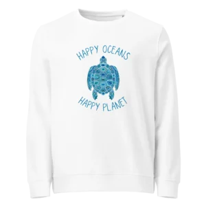 happy-oceans-shelly-unisex-organic-sweatshirt-white-front-6876a26470d13