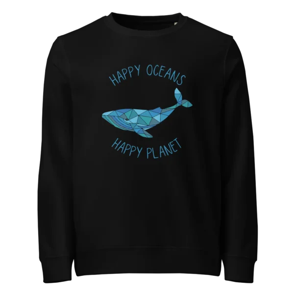 happy-oceans-wally-unisex-organic-sweatshirt-black-front-6876a29114e6a