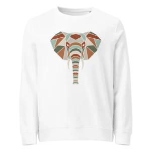 into-the-wild-elephant-unisex-organic-sweatshirt-white-front-6876a9be0521f