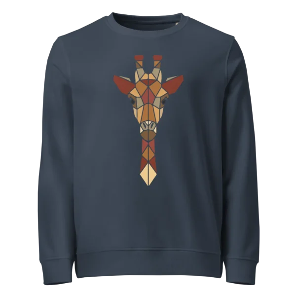 into-the-wild-giraffe-unisex-organic-sweatshirt-french-navy-front-6876a9621aef6